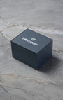Dark blue TAG Heuer luxury watch presentation box on display