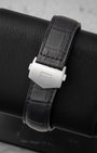 Black alligator leather strap with stainless steel folding deployment clasp for TAG Heuer Monaco CBL2113.FC6177