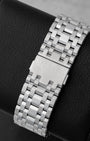 Back view showing the stainless steel multi-link bracelet with folding clasp on a TAG Heuer Monaco CW2113.BA0780