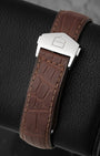 Brown leather strap with stainless steel folding deployant clasp for TAG Heuer Monza WR2110