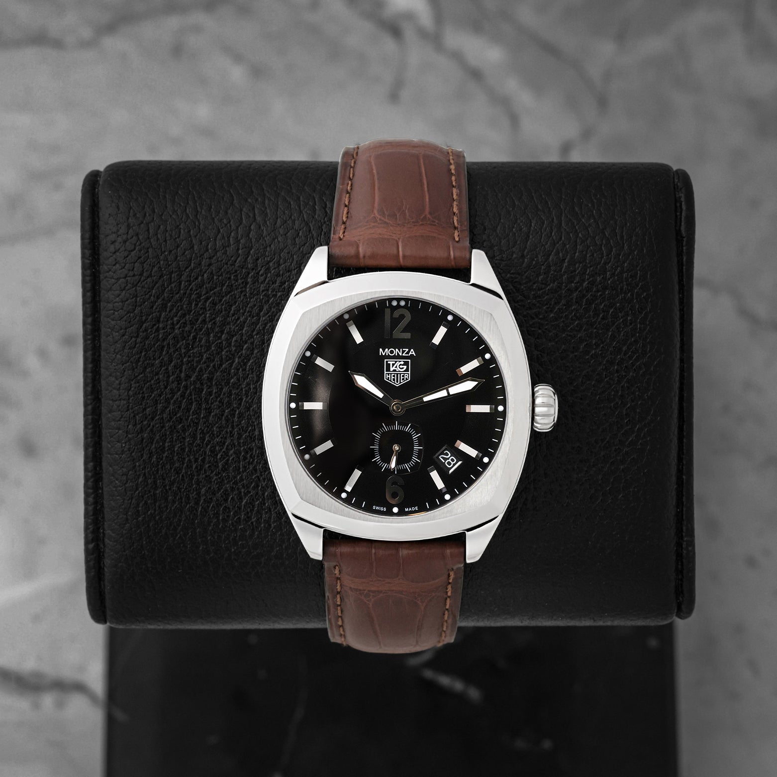 Preowned 2003 TAG Heuer Monza Calibre 6 WR2110 black dial watch at Noah's Fine Watches & Jewelry in Dallas, TX