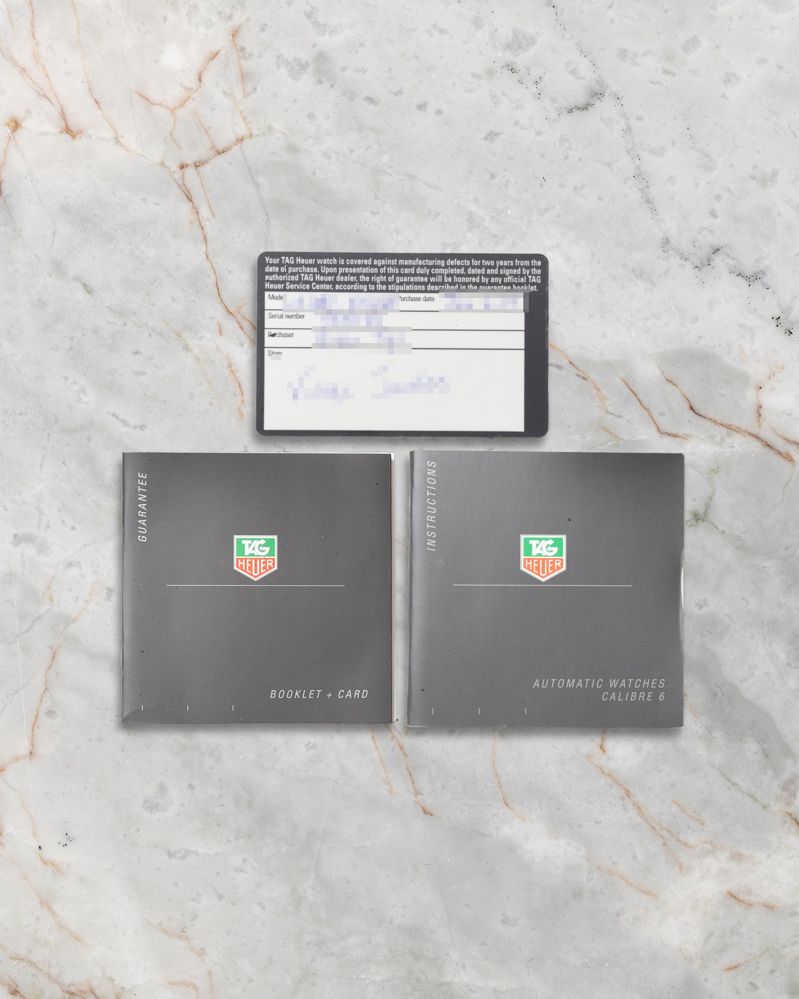 Original TAG Heuer instruction manuals and warranty paperwork included with pre-owned Monza Calibre 6 WR2110