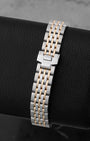 Steel and rose gold bracelet with folding safety clasp displayed on a black cushion for the pre-owned 2024 Tudor 1926 reference M91351.