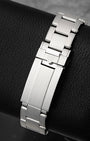 Stainless steel riveted bracelet featuring the T-fit rapid adjustment safety clasp for Tudor Black Bay Pro 79470