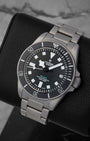 Front angled view of the titanium Tudor Pelagos Ultra 43mm automatic diver watch at Noah's Fine Watches in Dallas